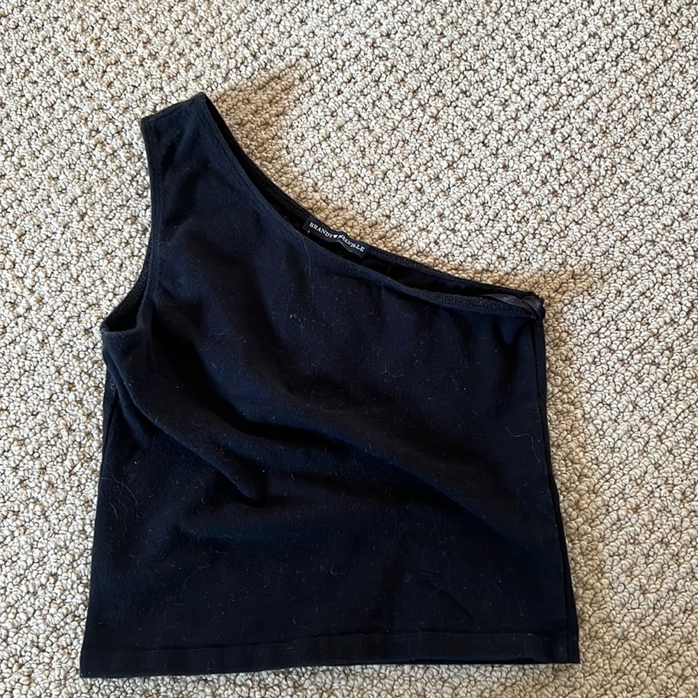 Brandy Melville one shoulder black crop top